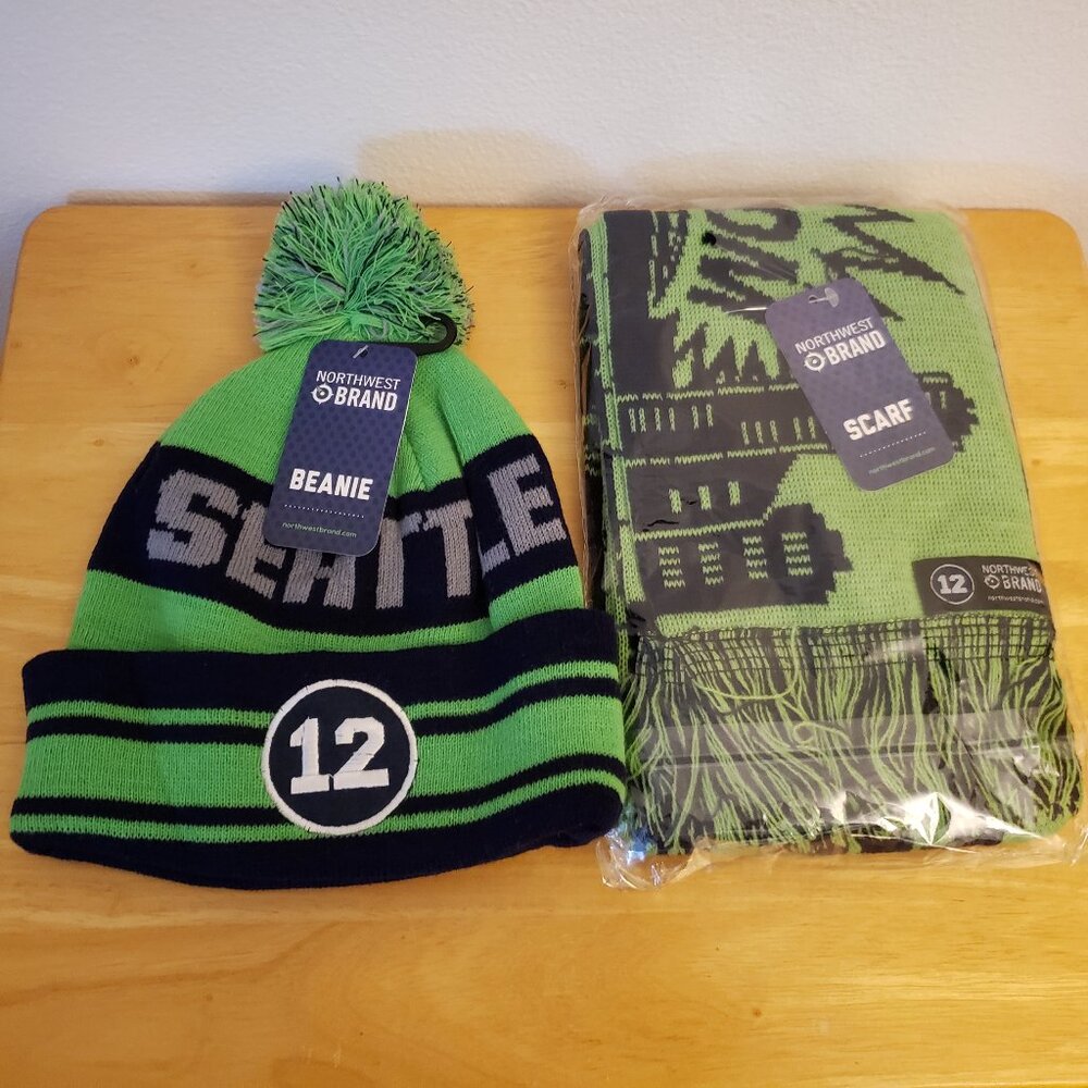 Seattle Seahawks 12 Beanie and Scarf